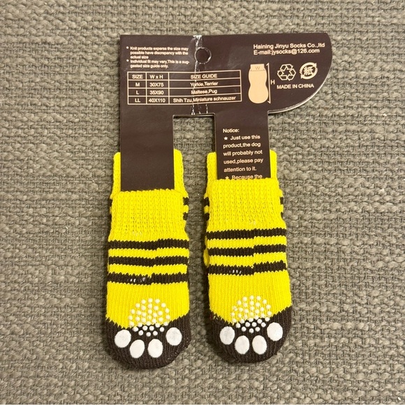 Yellow Non-Slip Dog Socks - Picture 2 of 3